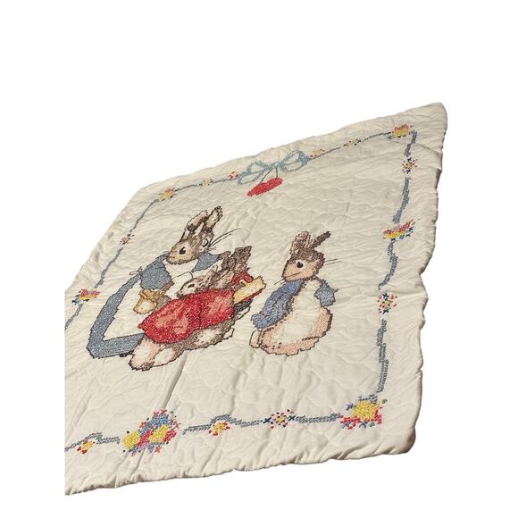 Vintage Beatrix Potter Peter Rabbit Baby Quilt Blanket Handmade Nursery 1990 - Picture 8 of 12